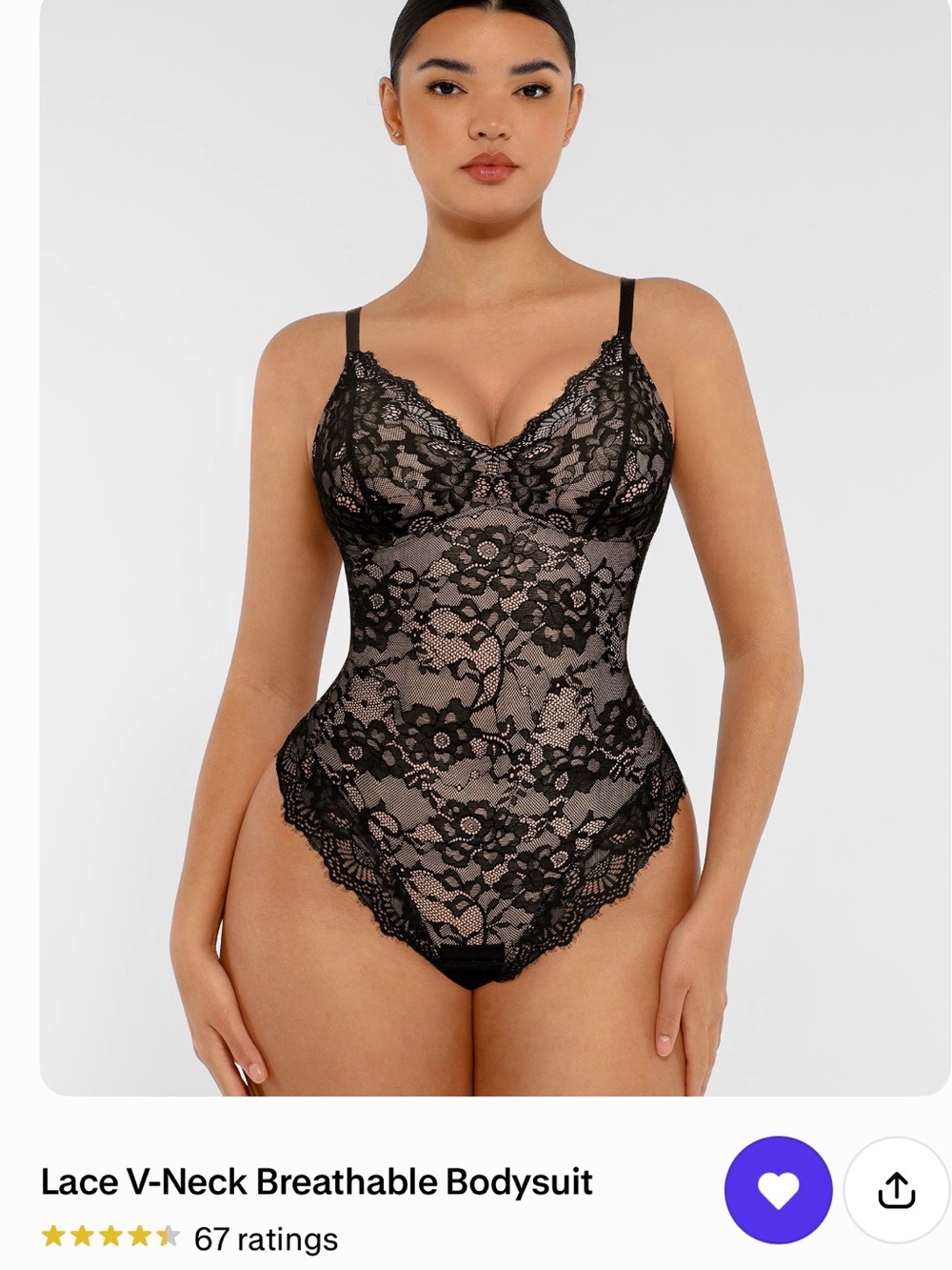 Black Lace V-Neck Shaping Bodysuit